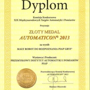 PIAP GRYF – 2012 Zloty Medal Targow Automaticon